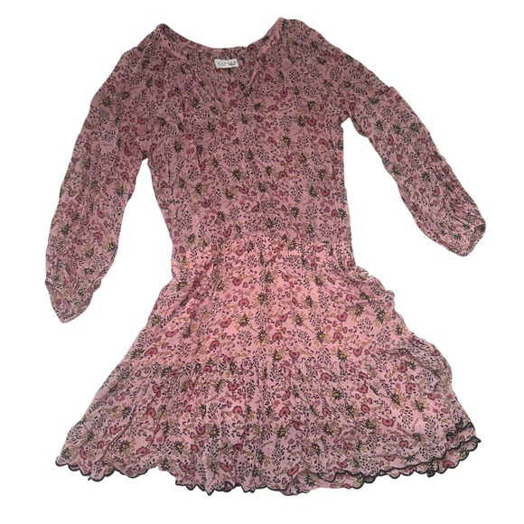 Revolve‎ Velvet by Graham Spencer Aubrey dress pink mini long sleeve sheer large - Picture 4 of 9